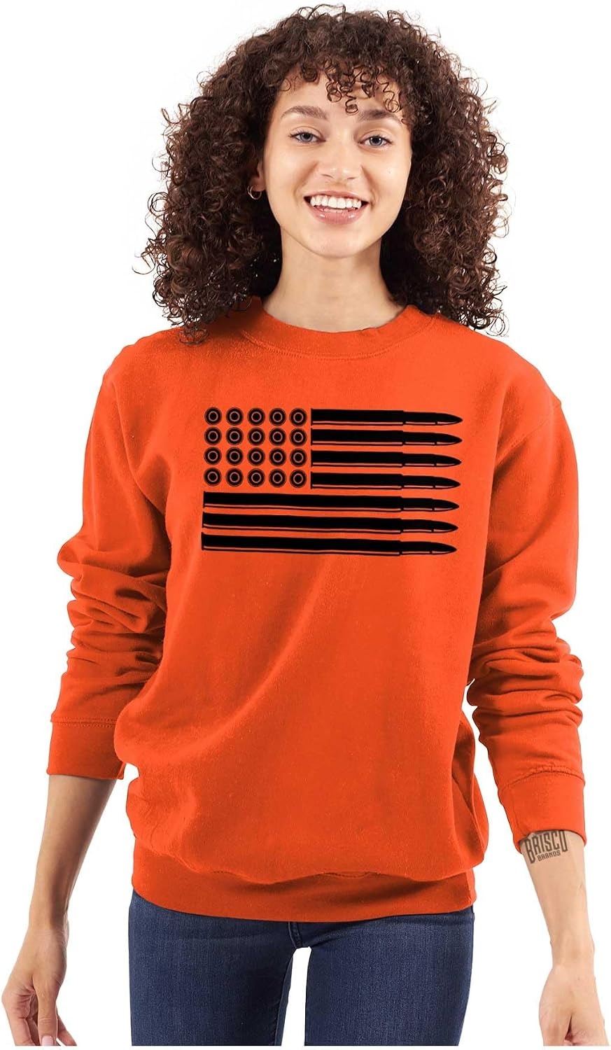 image:imageBrisco Brands Ammo Bullet 2nd Amendment Flag Sweatshirt for Men or WomenOrange