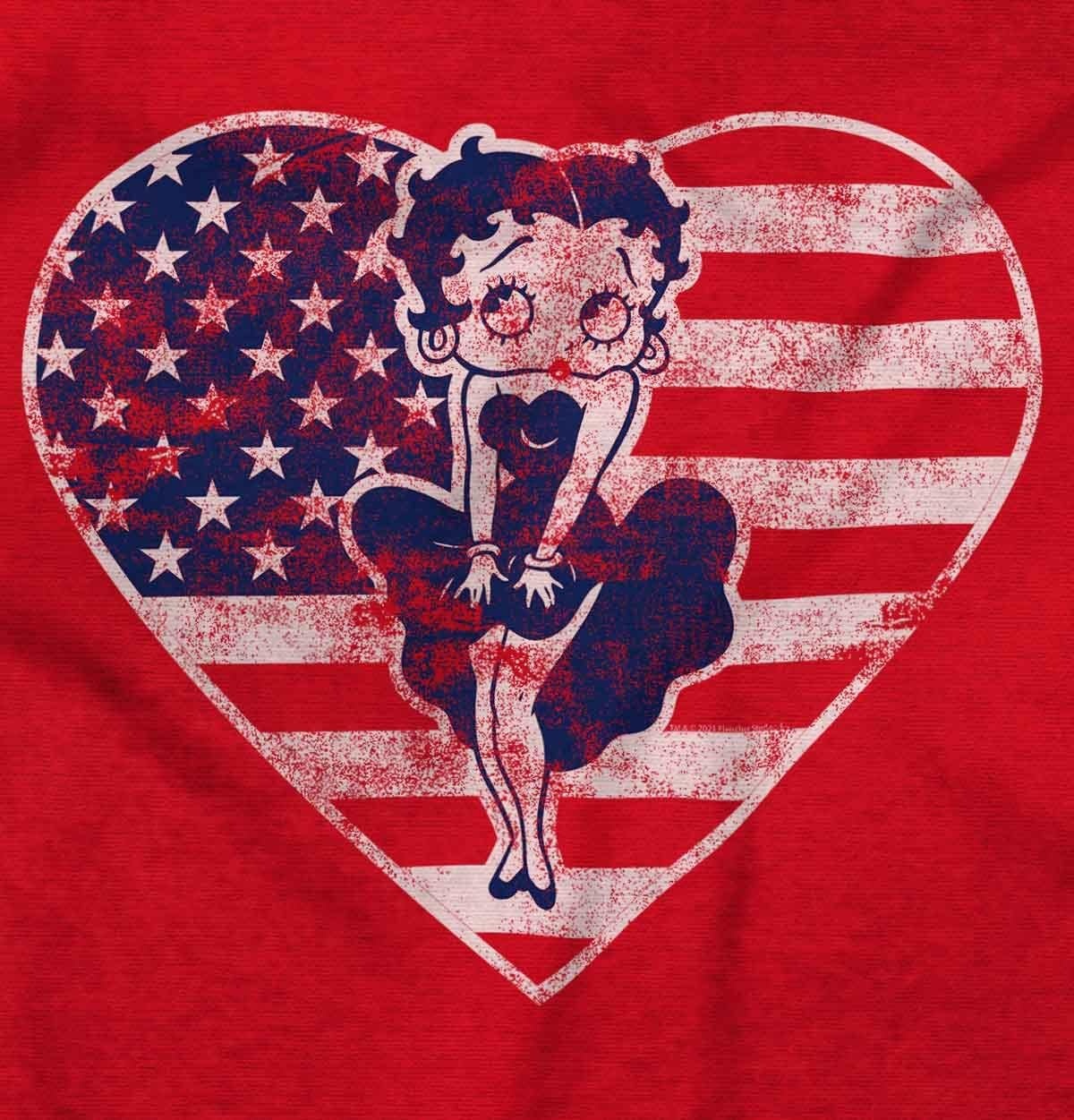 image:imageBrisco Brands Betty Boop Heart Patriotic Vintage Women Crewneck SweatshirtRed