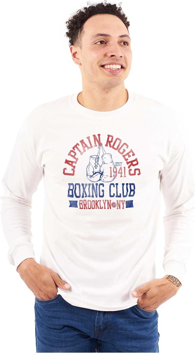 image:imageBrisco Brands Captain Rogers 1941 Boxing Club NY Long Sleeve Tshirt Men WomenWhite