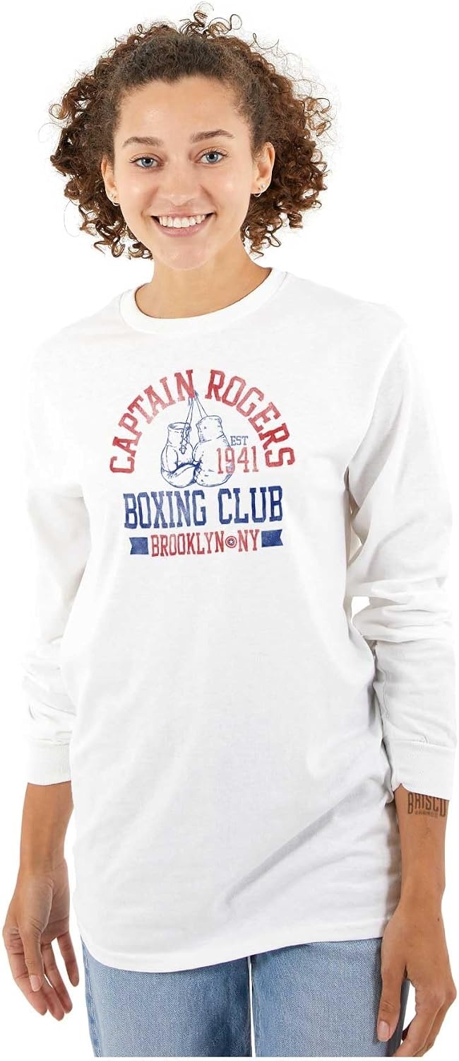image:imageBrisco Brands Captain Rogers 1941 Boxing Club NY Long Sleeve Tshirt Men WomenWhite