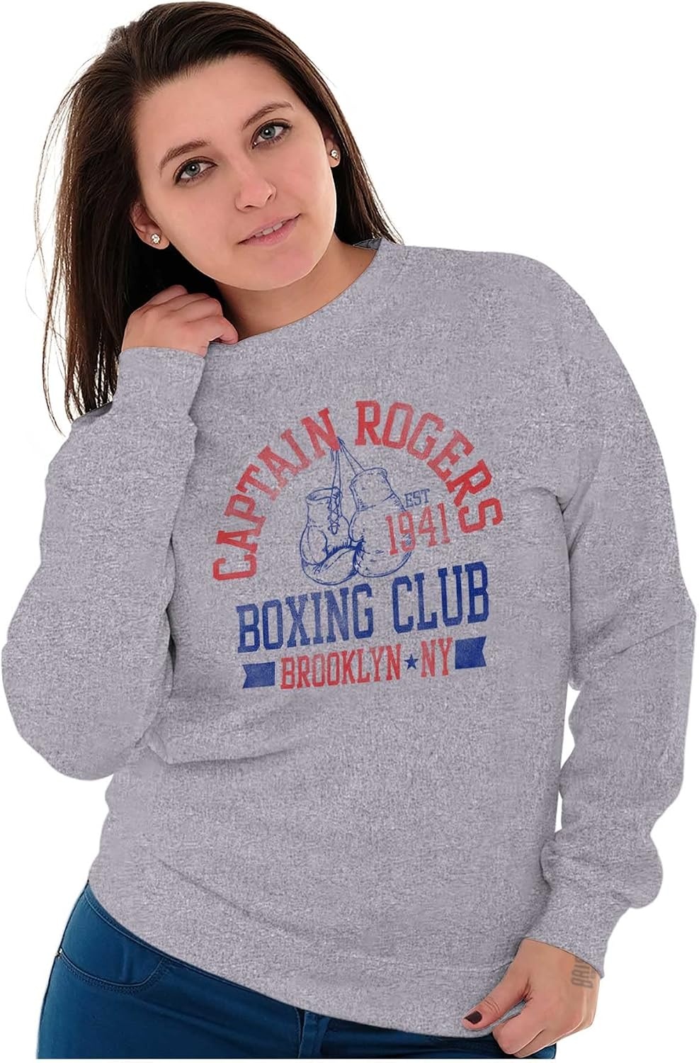 image:imageBrisco Brands Captain Rogers 1941 Boxing Club NY Sweatshirt for Men or WomenSport Grey