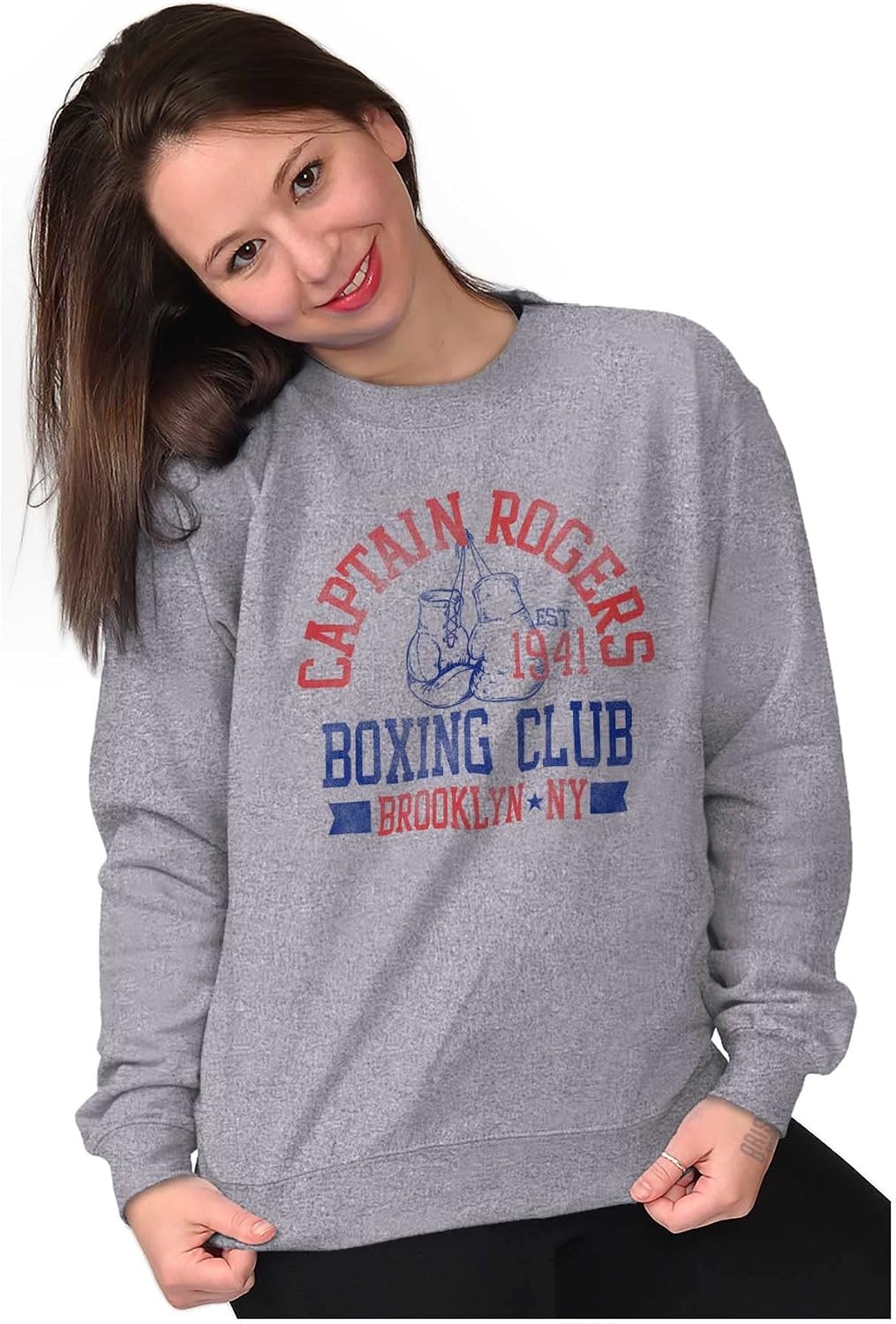 image:imageBrisco Brands Captain Rogers 1941 Boxing Club NY Sweatshirt for Men or WomenSport Grey