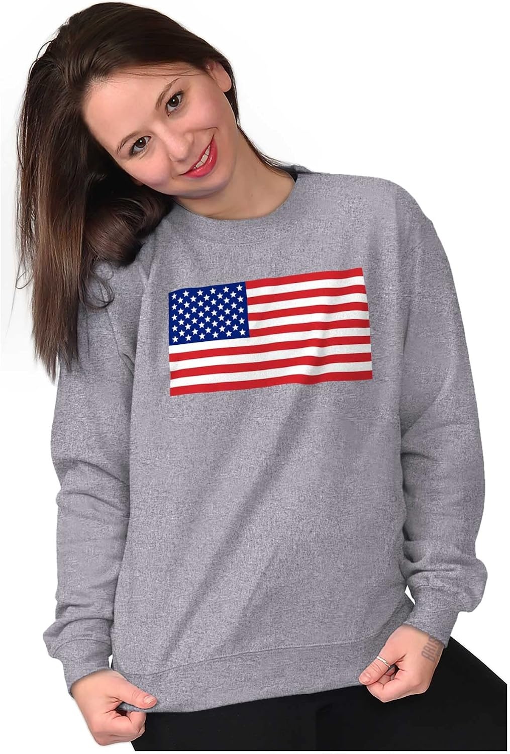 image:imageBrisco Brands Classic American Flag USA Pride Sweatshirt for Men or WomenSport Grey