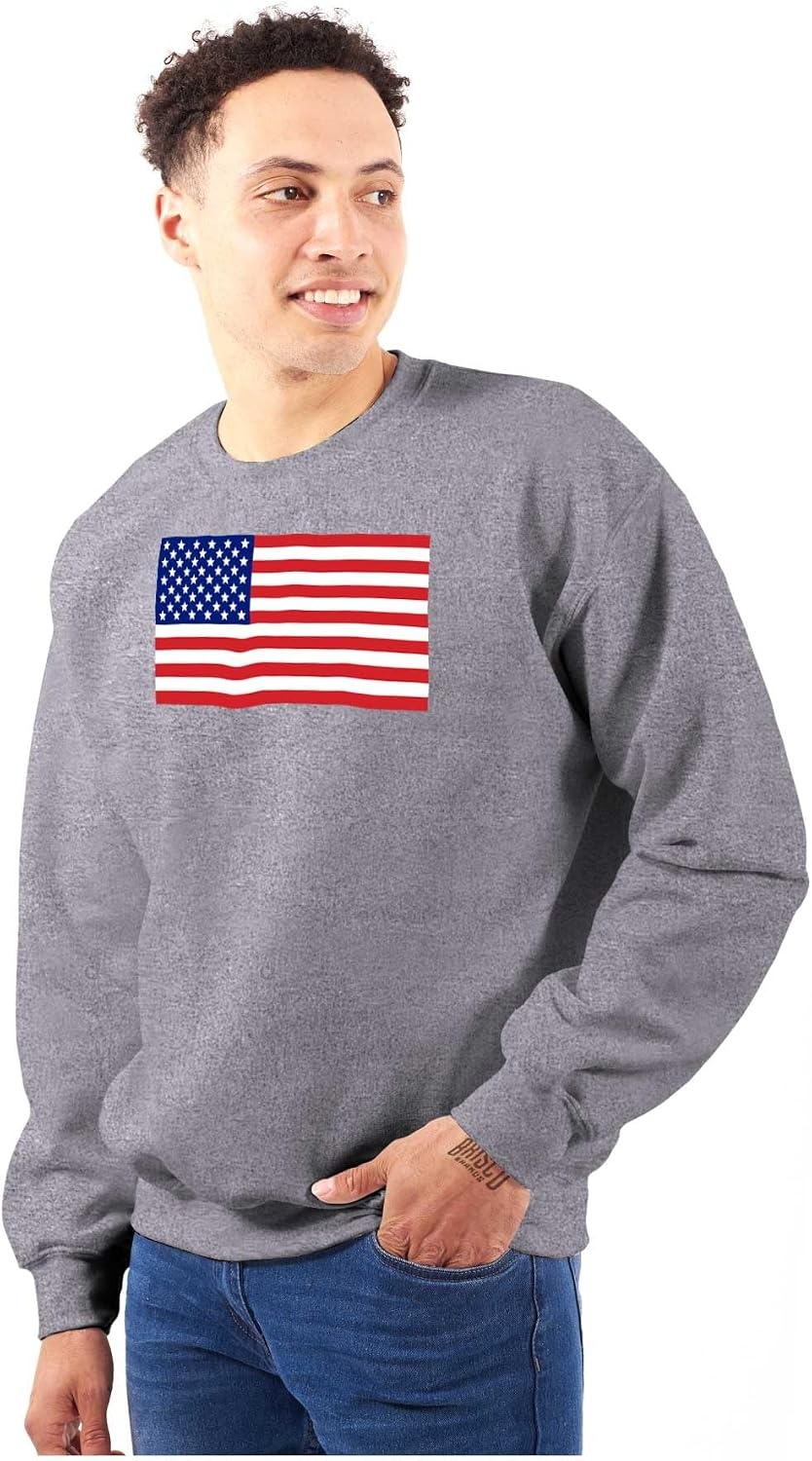 image:imageBrisco Brands Classic American Flag USA Pride Sweatshirt for Men or WomenSport Grey