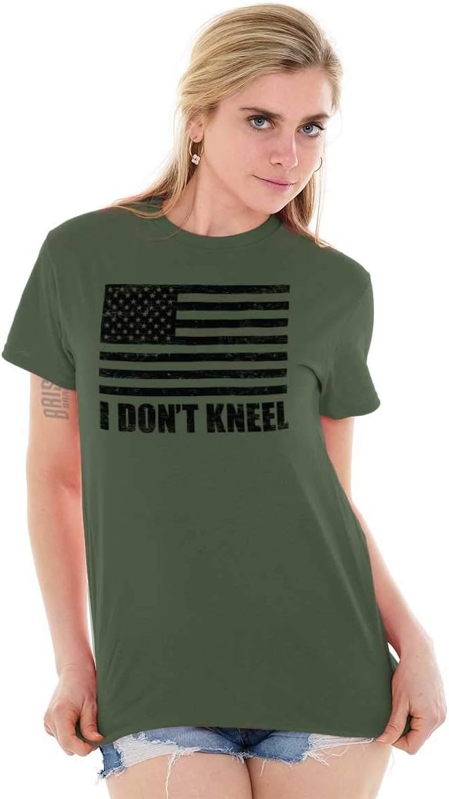 image:imageBrisco Brands Dont Kneel Anti Protest Patriotic Graphic T Shirt Men or WomenMilitary Green