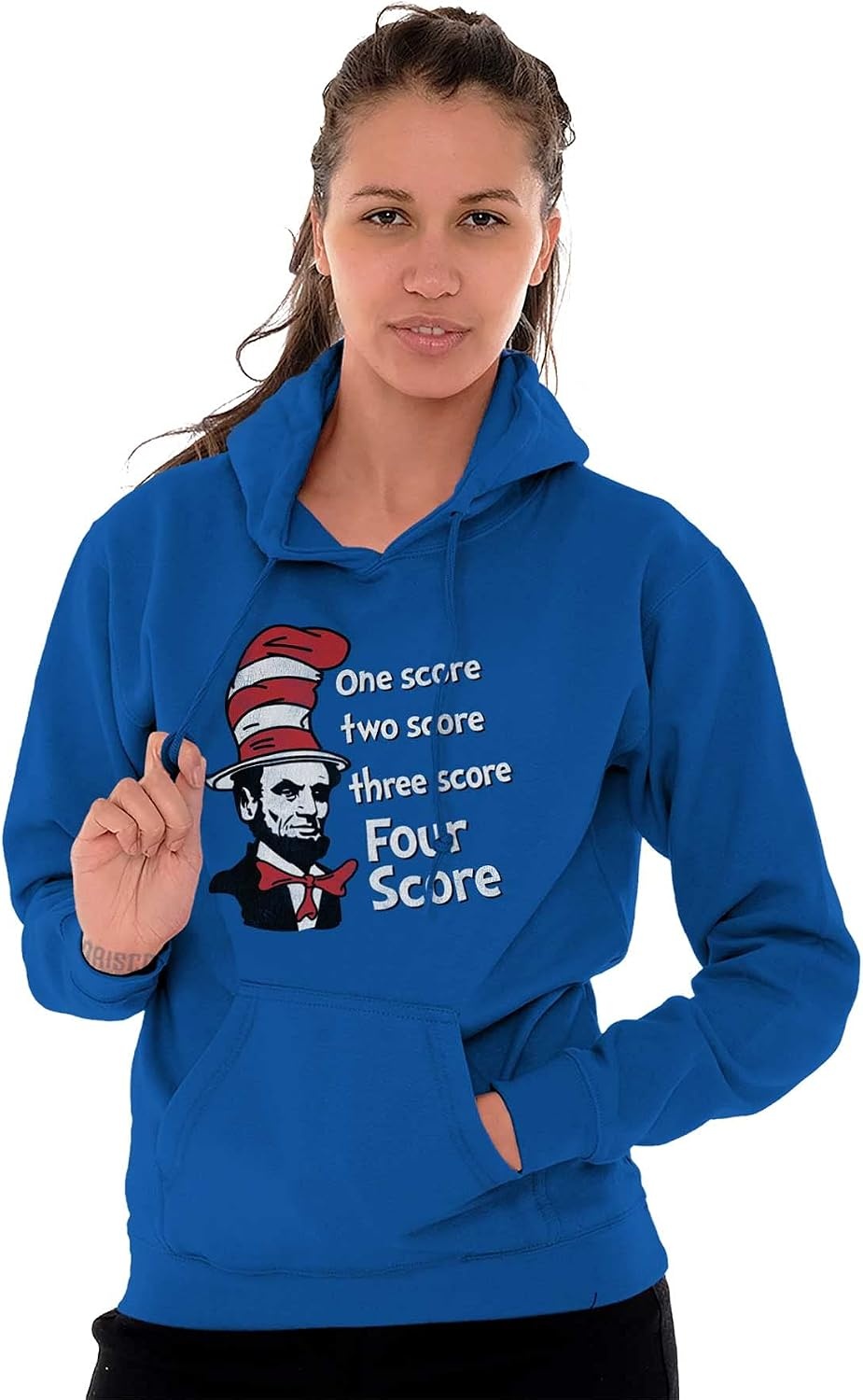 image:imageBrisco Brands Four Score Abe Lincoln in Funny Hat Hoodie Sweatshirt Women MenRoyal