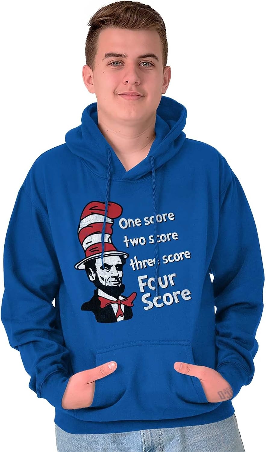 image:imageBrisco Brands Four Score Abe Lincoln in Funny Hat Hoodie Sweatshirt Women MenRoyal