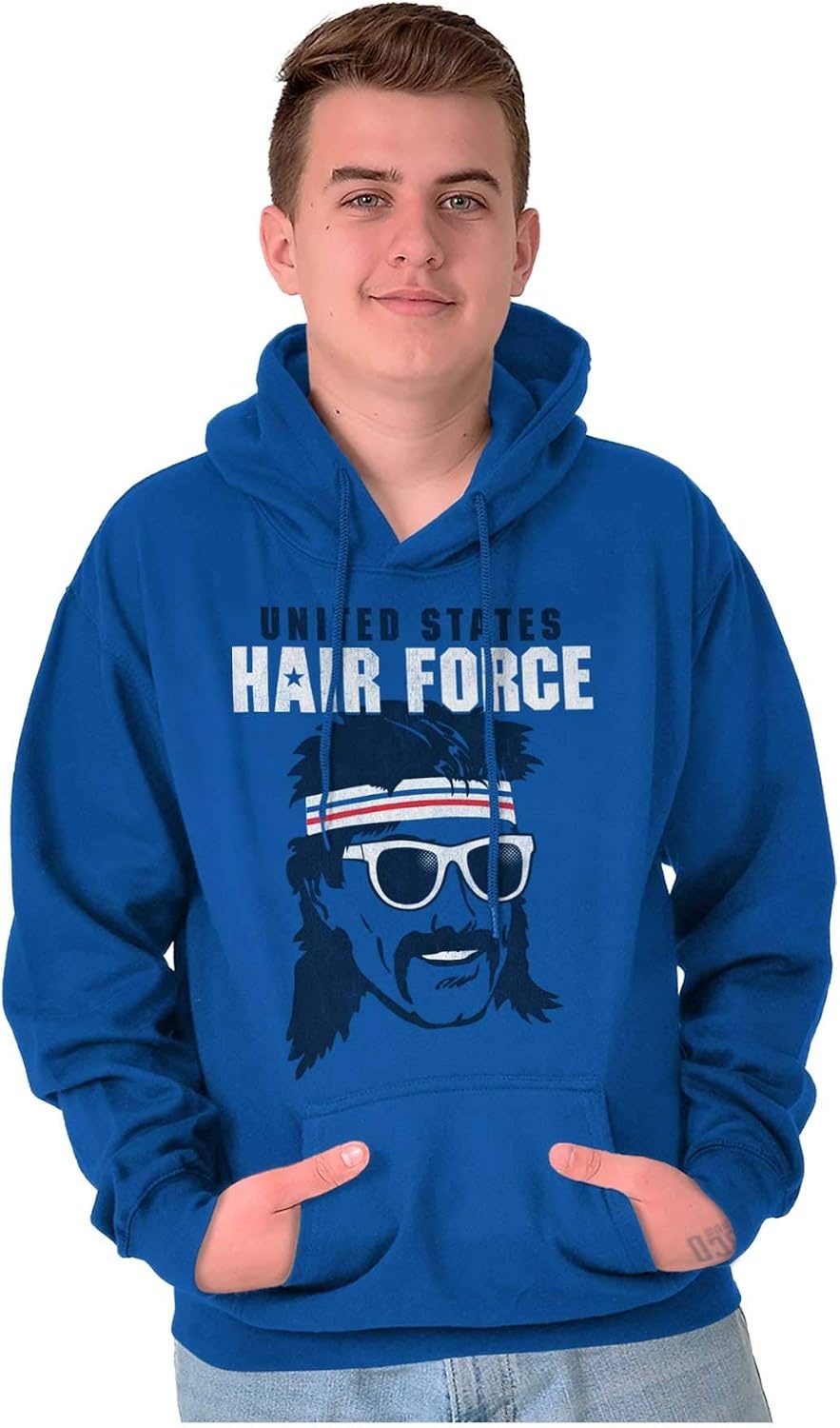 image:imageBrisco Brands Funny 4th of July USAF USA Hair Force Hoodie Sweatshirt Women MenRoyal