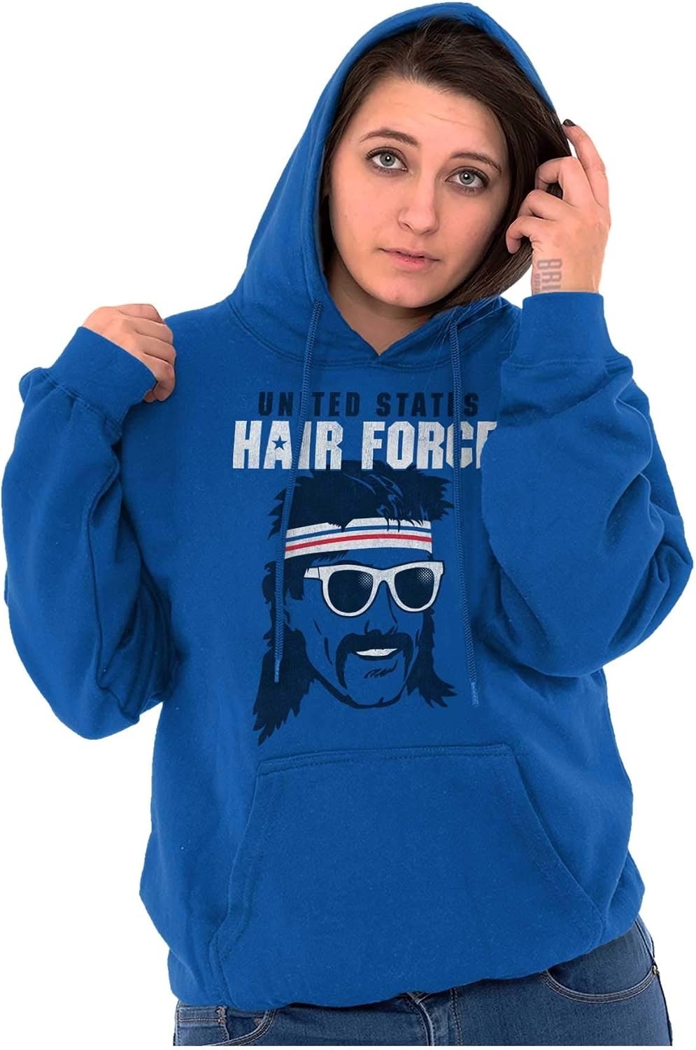 image:imageBrisco Brands Funny 4th of July USAF USA Hair Force Hoodie Sweatshirt Women MenRoyal