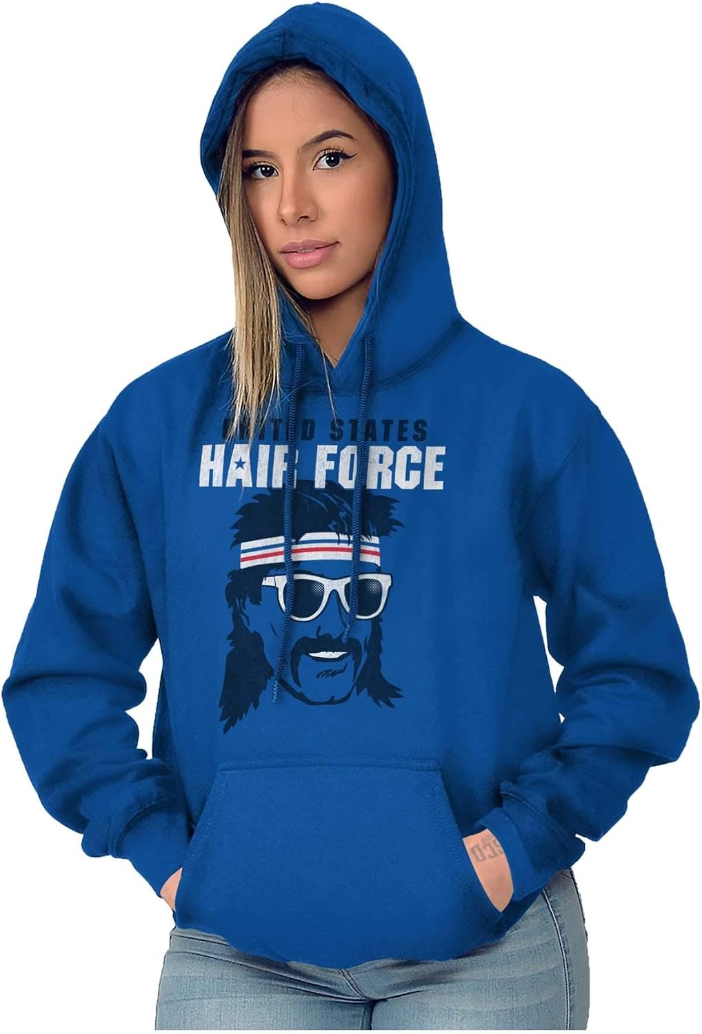 image:imageBrisco Brands Funny 4th of July USAF USA Hair Force Hoodie Sweatshirt Women MenRoyal
