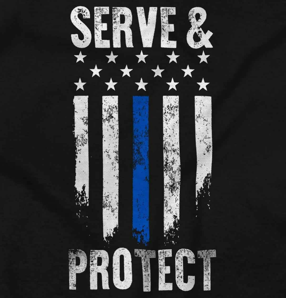 image:imageBrisco Brands Protect and Serve Blue Line USA Flag Sweatshirt for Men or WomenBlack