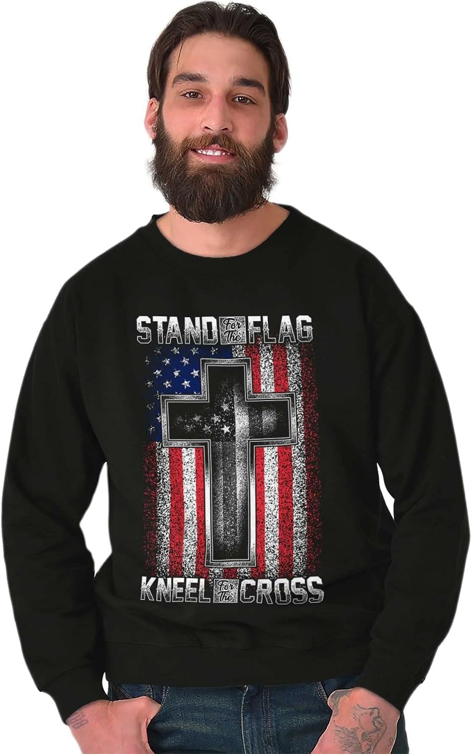 image:imageBrisco Brands Stand For Flag Kneel The Cross Sweatshirt for Men or WomenBlack