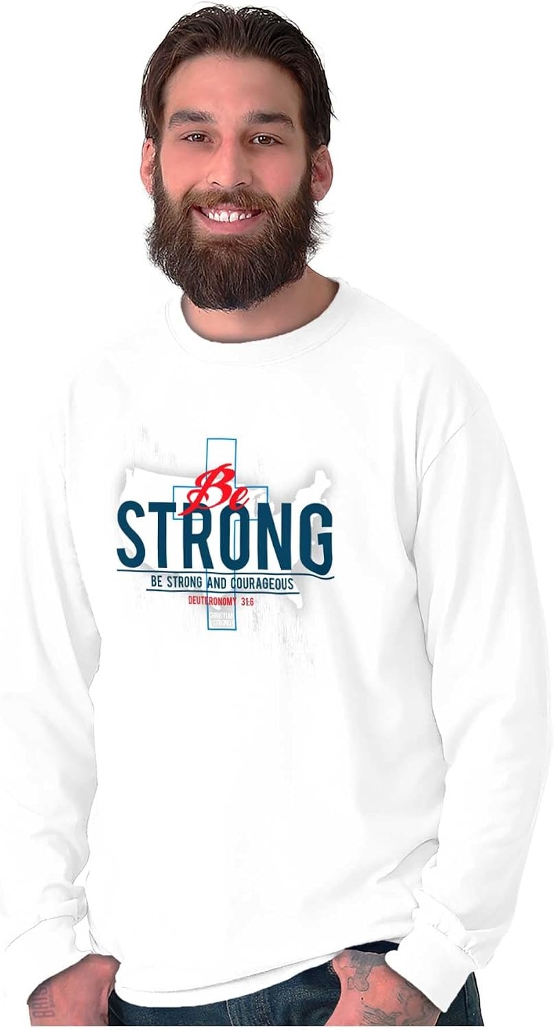 image:imageBrisco Brands Strong America Christian Pride Long Sleeve Tshirt Men WomenWhite