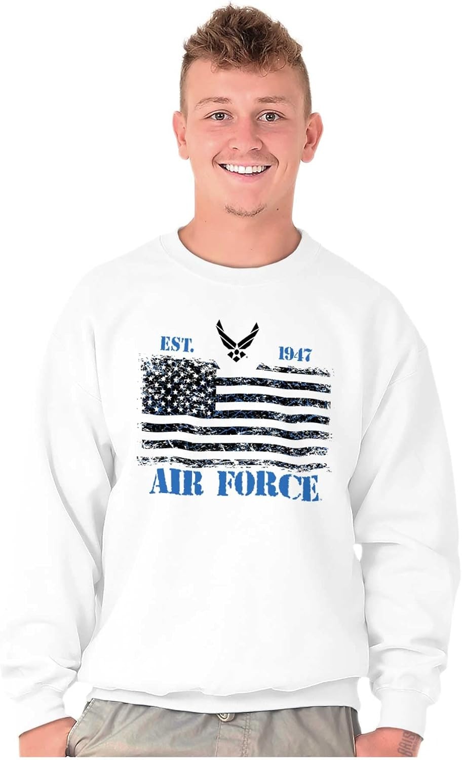 image:imageBrisco Brands US Air Force United States Flag Sweatshirt for Men or WomenWhite