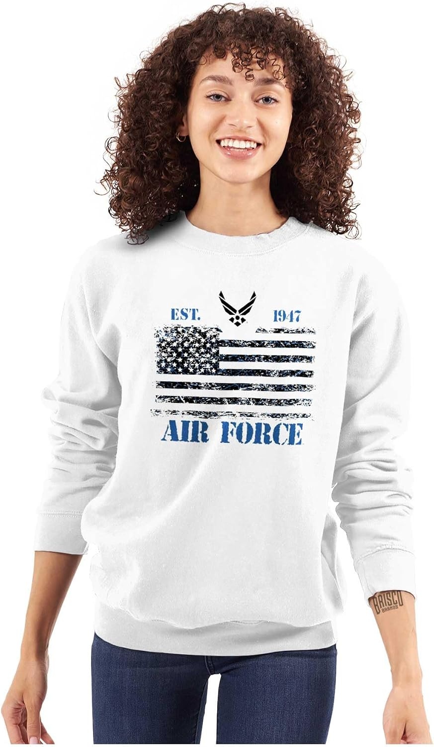 image:imageBrisco Brands US Air Force United States Flag Sweatshirt for Men or WomenWhite