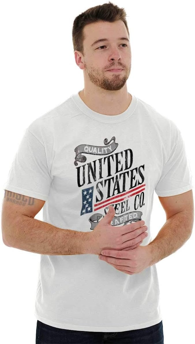image:imageBrisco Brands USA American Steel Blue Collar Pride Graphic T Shirt Men or WomenWhite
