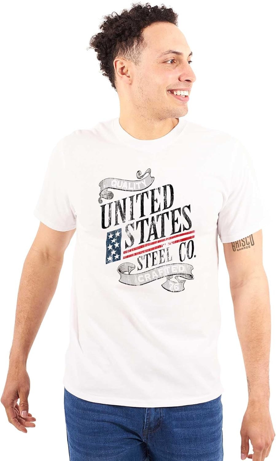 image:imageBrisco Brands USA American Steel Blue Collar Pride Graphic T Shirt Men or WomenWhite