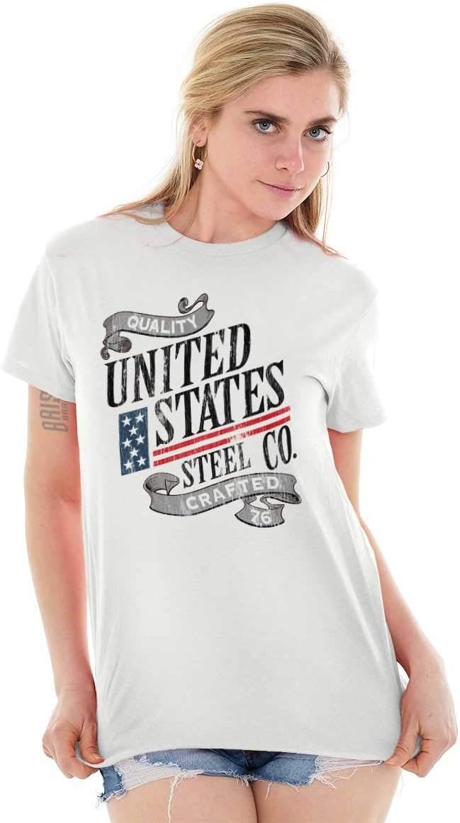 image:imageBrisco Brands USA American Steel Blue Collar Pride Graphic T Shirt Men or WomenWhite