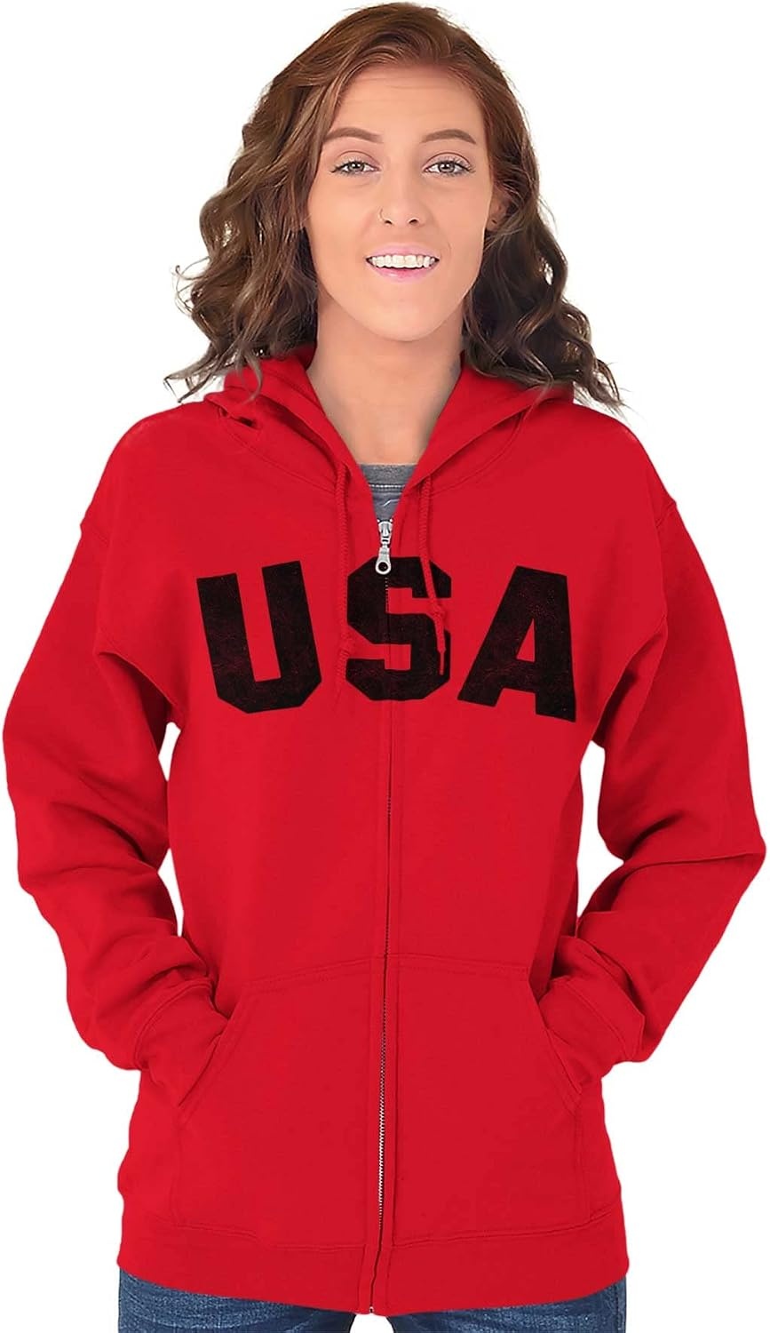 image:imageBrisco Brands United States of America USA Patriot Zip Up Hoodie Mens WomensRed