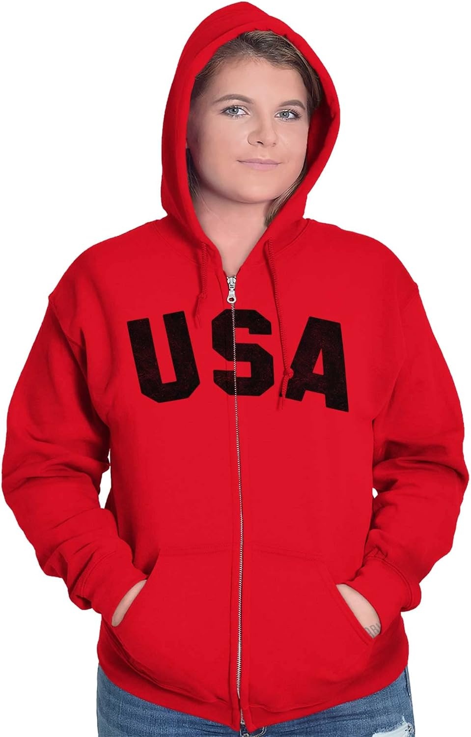image:imageBrisco Brands United States of America USA Patriot Zip Up Hoodie Mens WomensRed