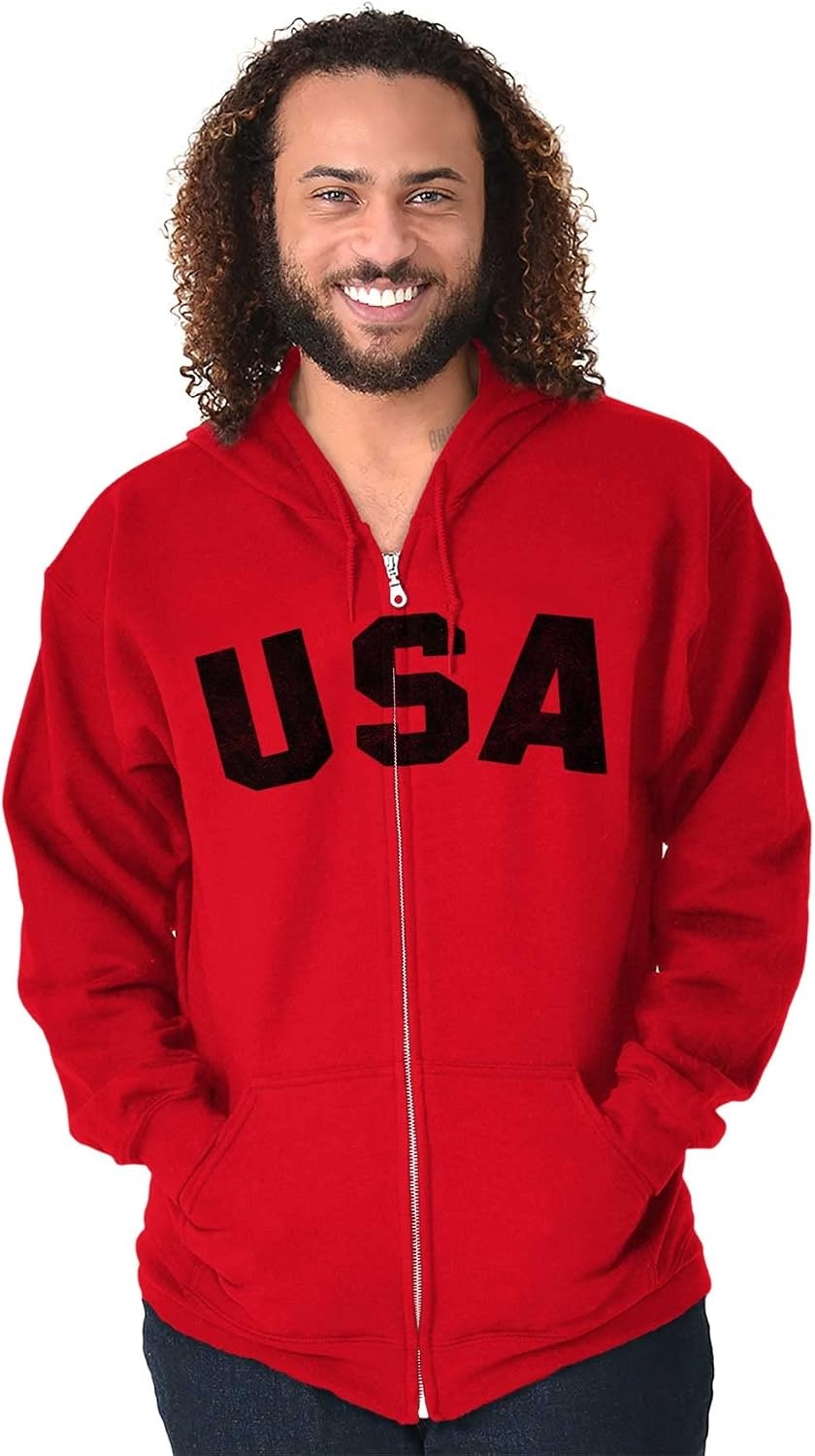 image:imageBrisco Brands United States of America USA Patriot Zip Up Hoodie Mens WomensRed