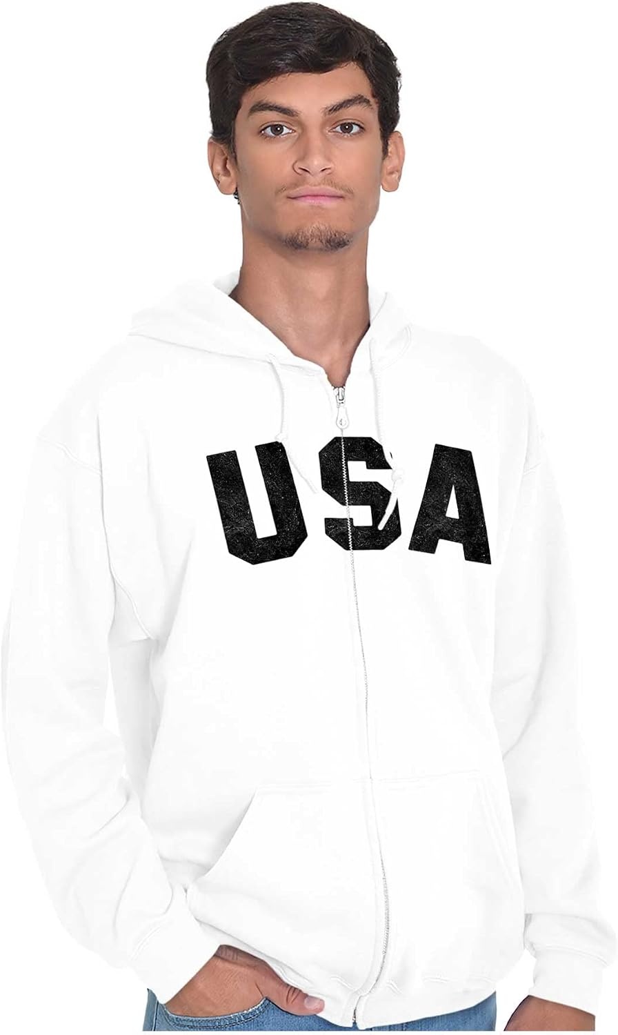 image:imageBrisco Brands United States of America USA Patriot Zip Up Hoodie Mens WomensWhite