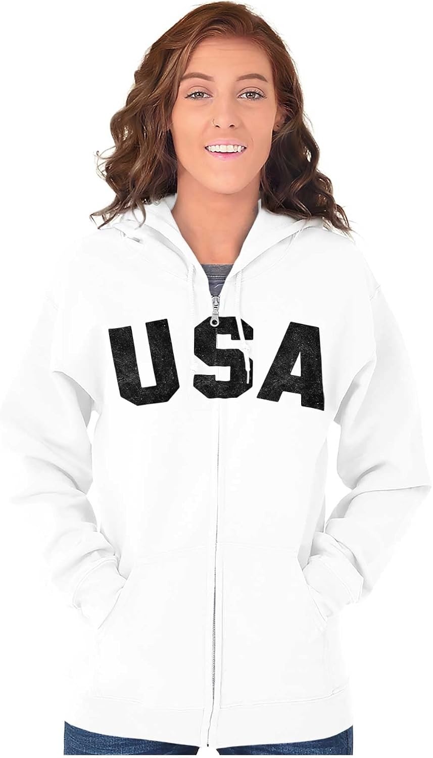 image:imageBrisco Brands United States of America USA Patriot Zip Up Hoodie Mens WomensWhite