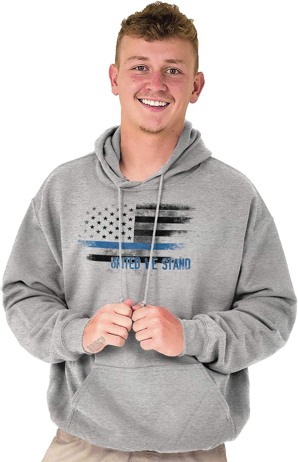 image:imageBrisco Brands United We Stand Blue Live Matter Flag Hoodie Sweatshirt Women MenSport Grey