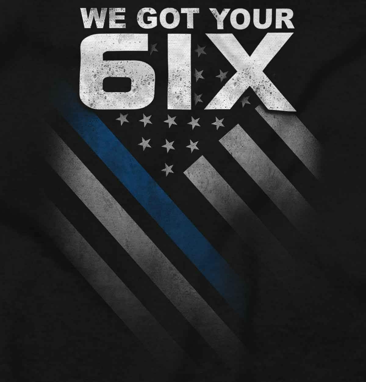 image:imageBrisco Brands We Got Your Six Blue Line USA Flag Hoodie Sweatshirt Women MenBlack