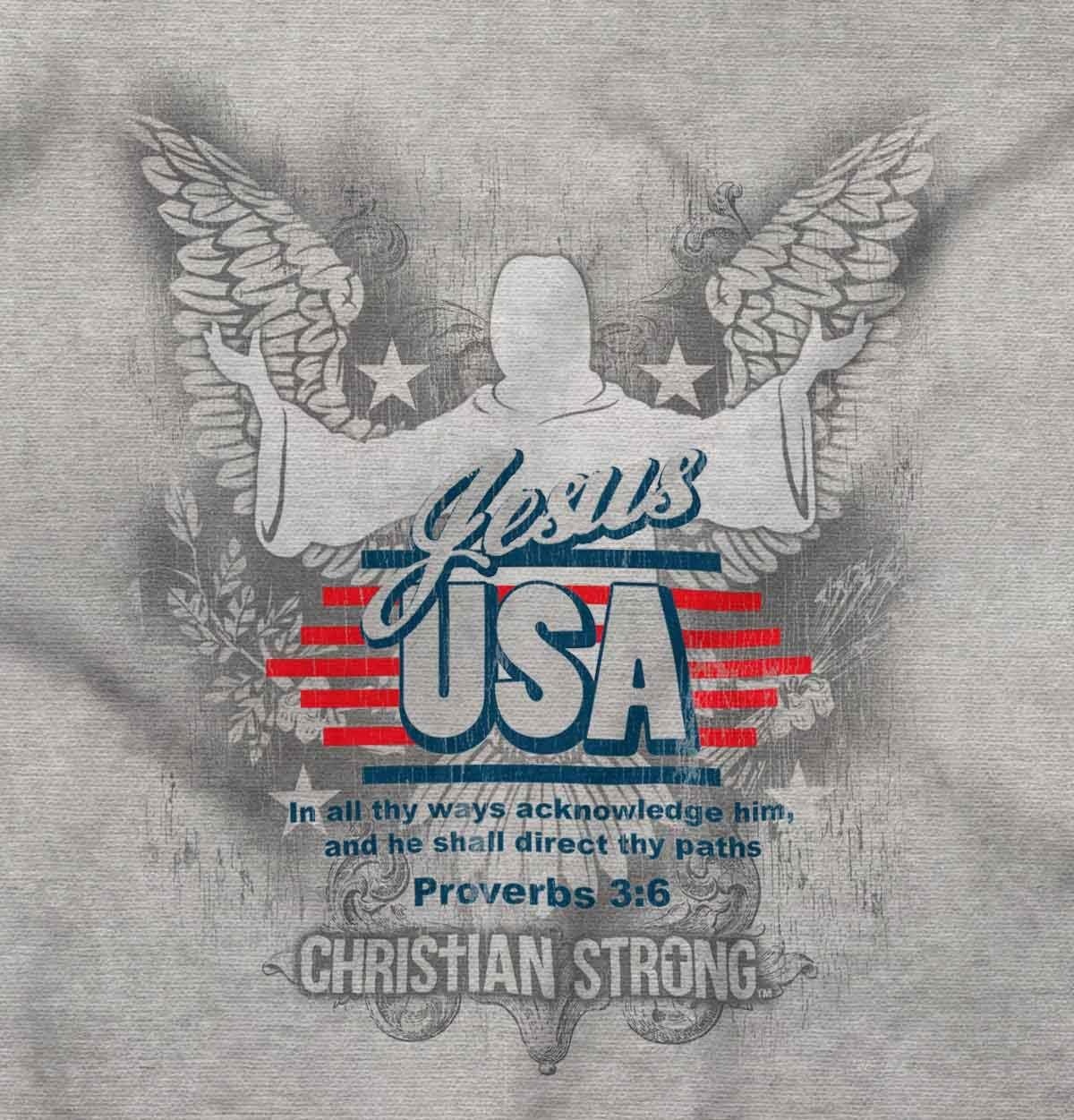 image:imageChristian Strong Jesus USA Proverbs Bible Verse Womens Slim Fit Graphic Tee Sport Grey