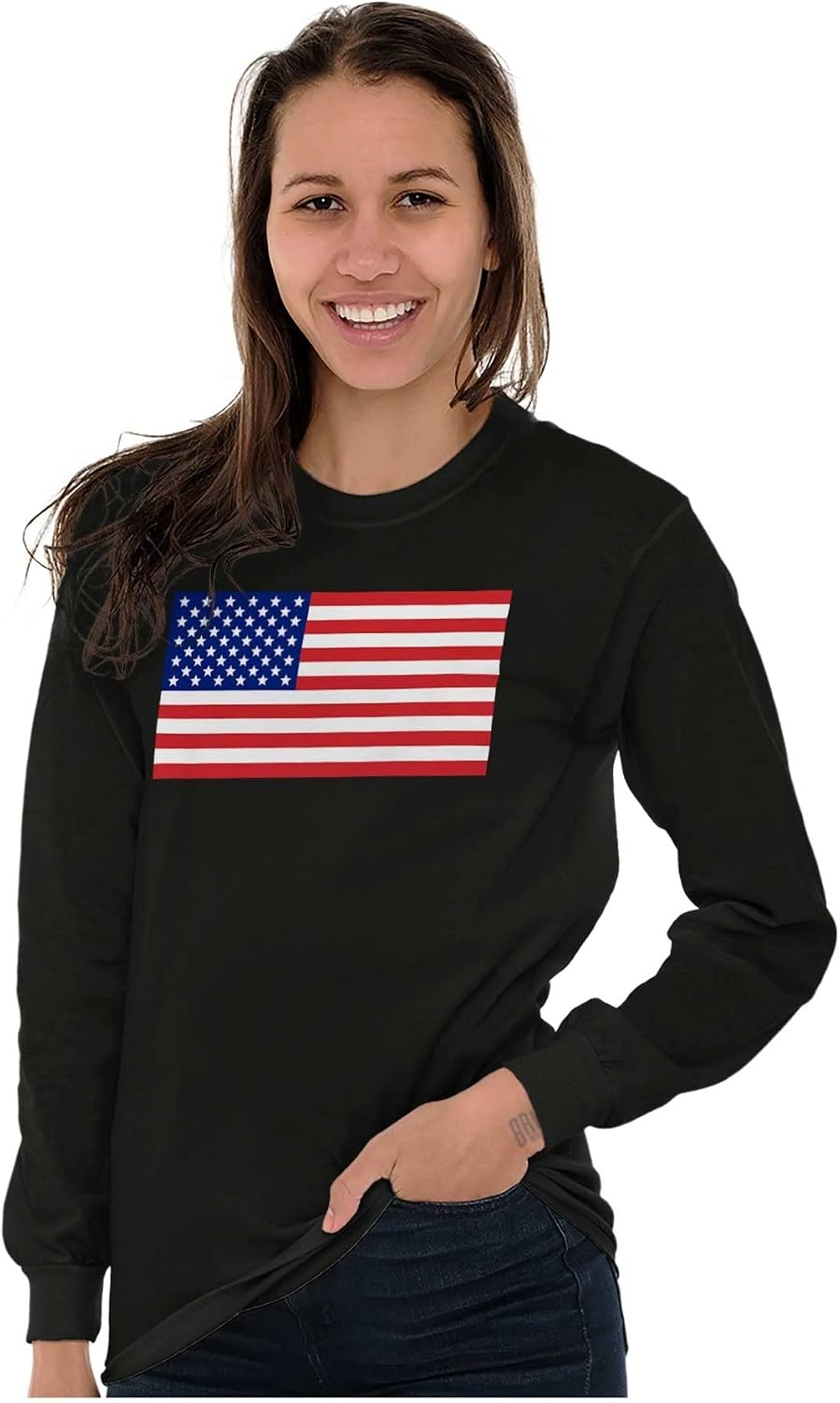 image:imageClassic American Flag USA Pride Long Sleeve Tshirt Men WomenBlack