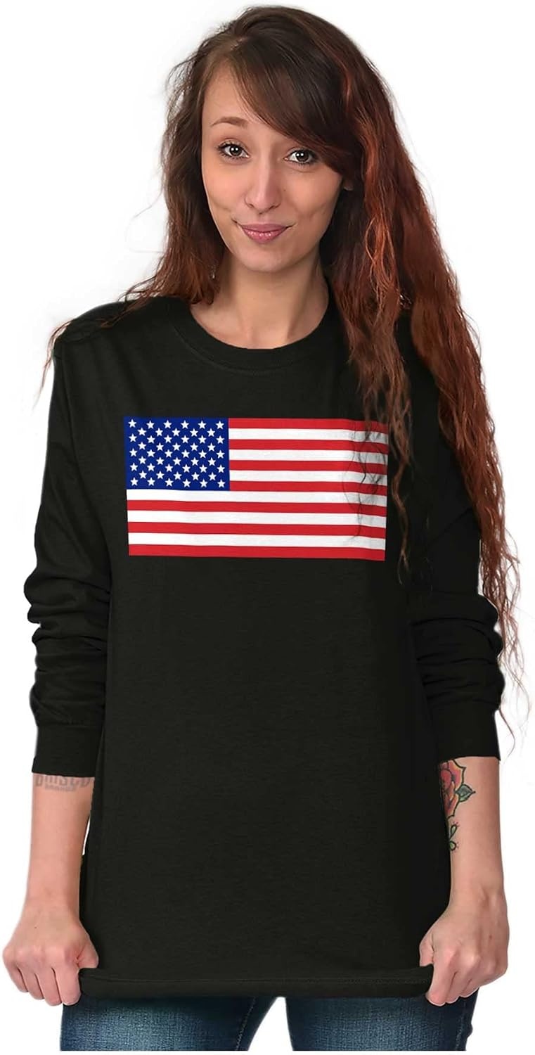 image:imageClassic American Flag USA Pride Long Sleeve Tshirt Men WomenBlack