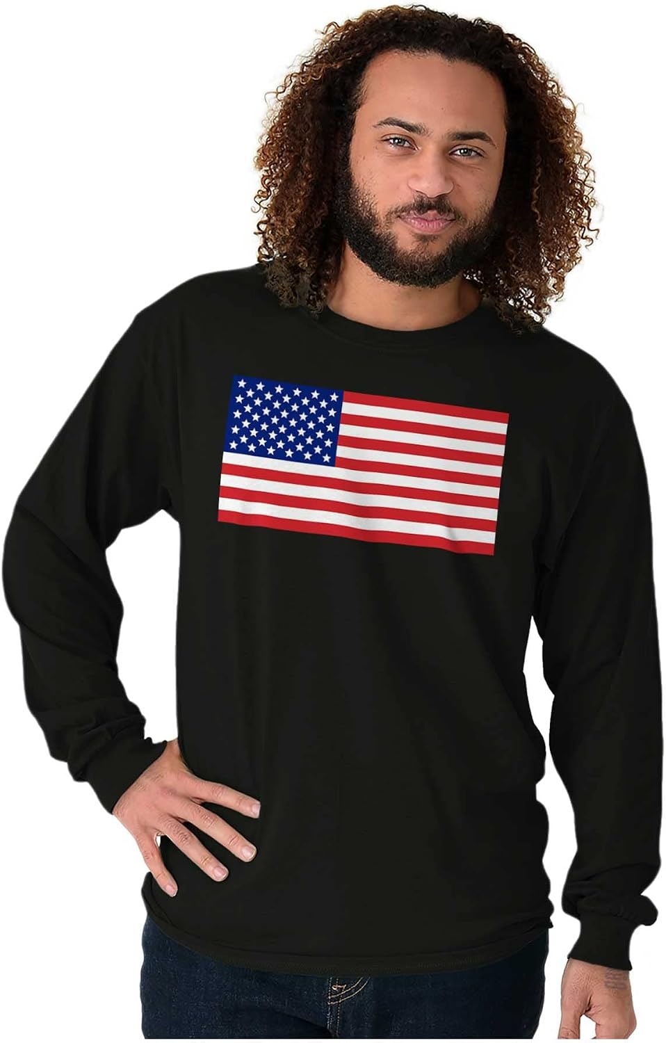 image:imageClassic American Flag USA Pride Long Sleeve Tshirt Men WomenBlack
