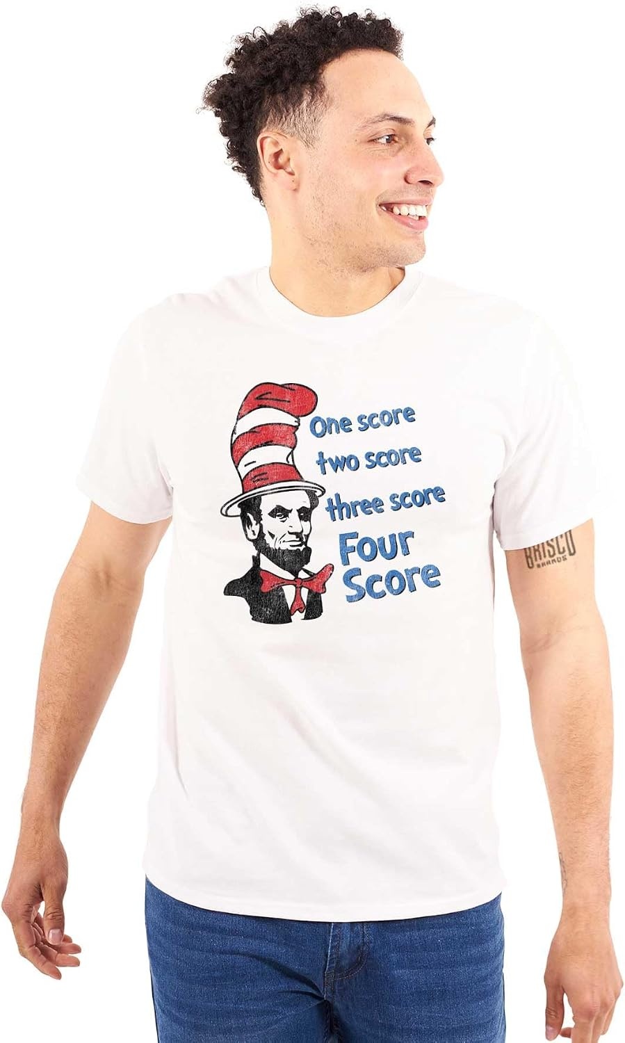 image:imageFour Score Abe Lincoln in Funny Hat Graphic T Shirt Men or WomenWhite