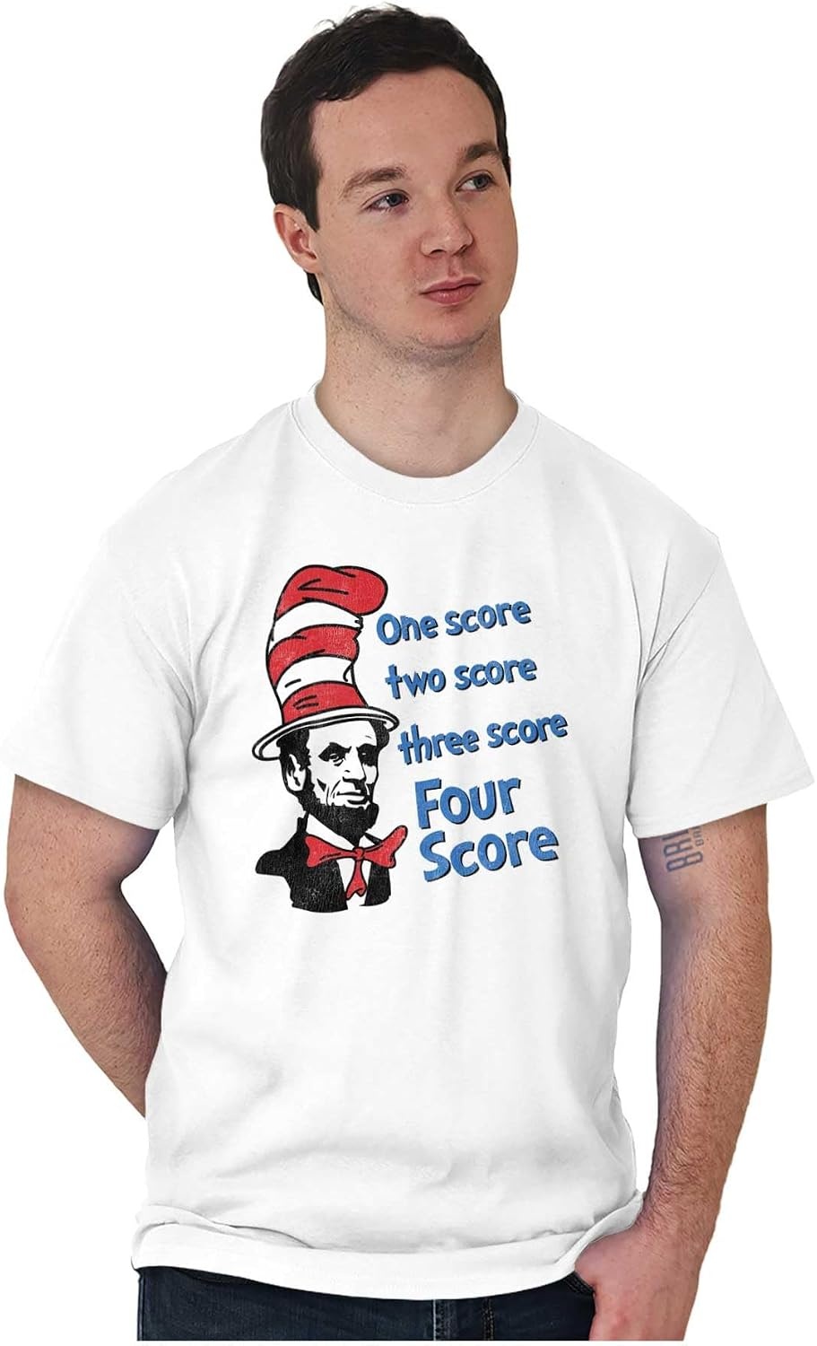 image:imageFour Score Abe Lincoln in Funny Hat Graphic T Shirt Men or WomenWhite