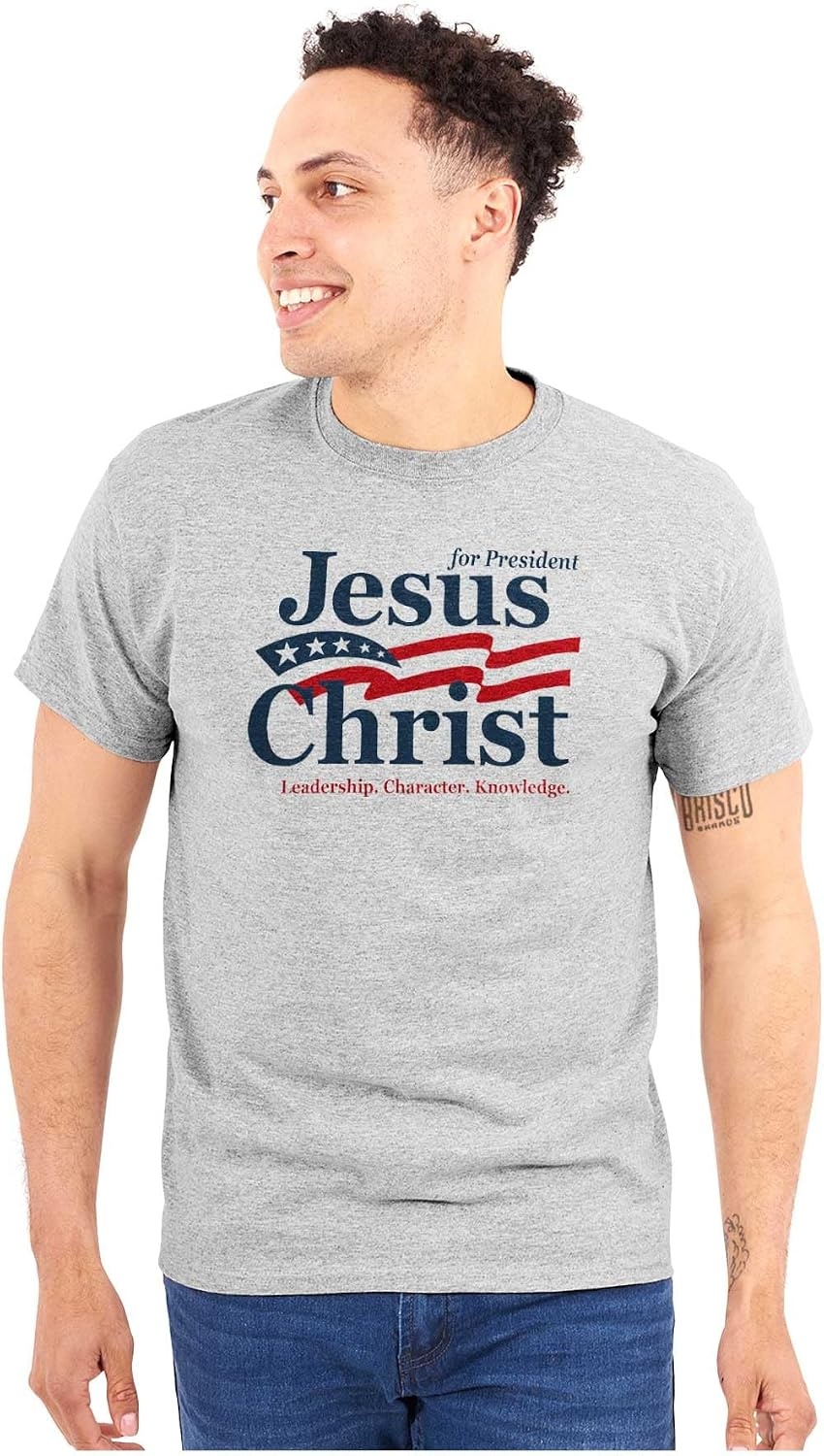 image:imageJesus Christ for President Funny Graphic T Shirt Men or WomenSport Grey