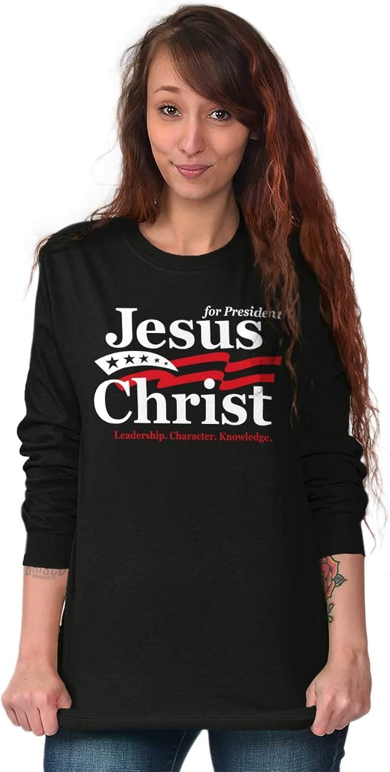 image:imageJesus Christ for President Funny Long Sleeve Tshirt Men WomenBlack