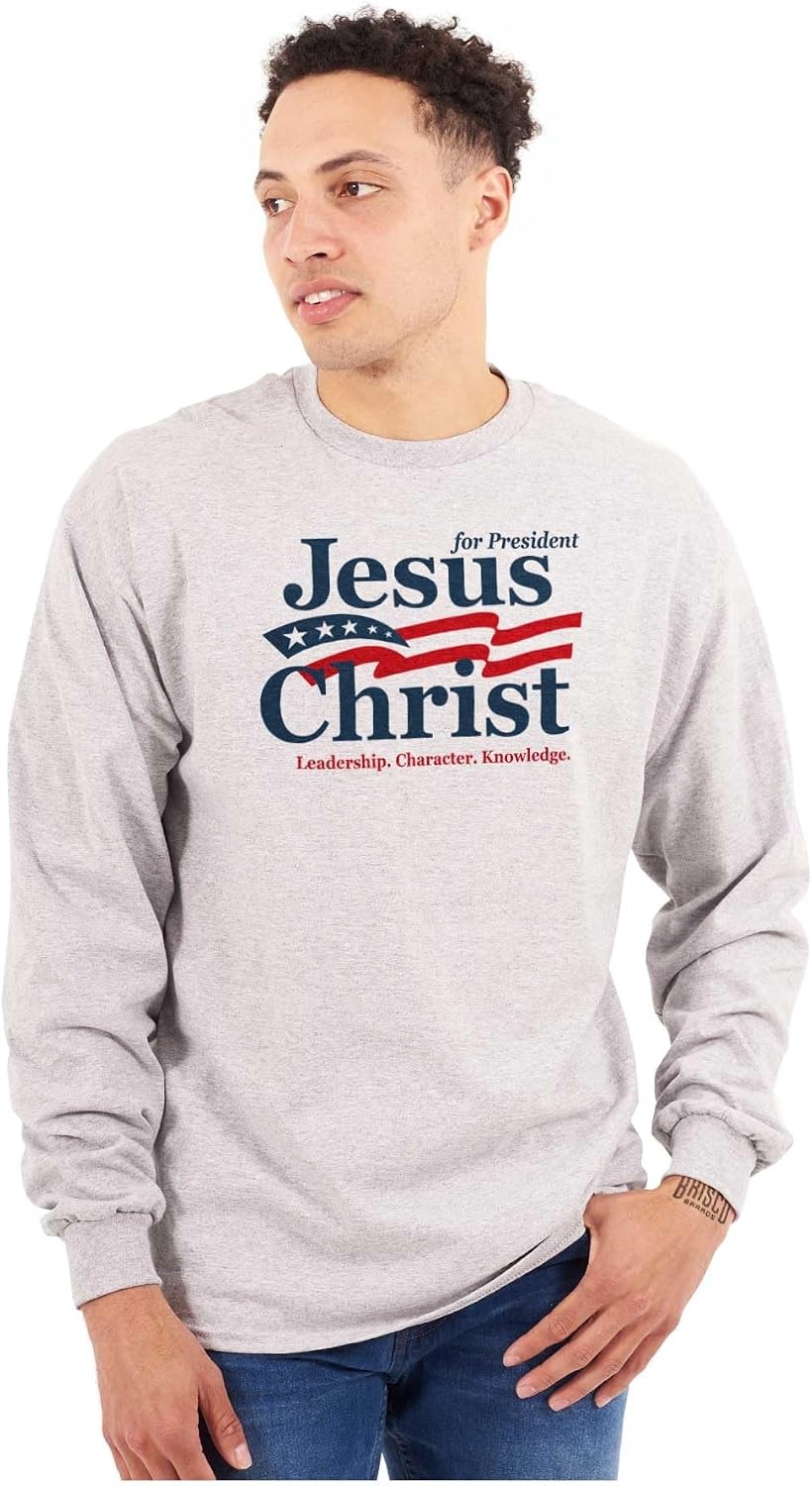 image:imageJesus Christ for President Funny Long Sleeve Tshirt Men WomenSport Grey