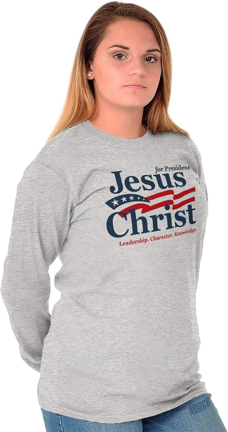 image:imageJesus Christ for President Funny Long Sleeve Tshirt Men WomenSport Grey