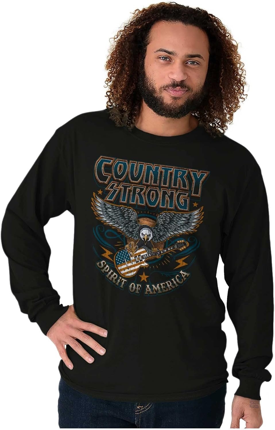 image:imageSpirit of American Flag Eagle Strong Long Sleeve Tshirt Men WomenBlack
