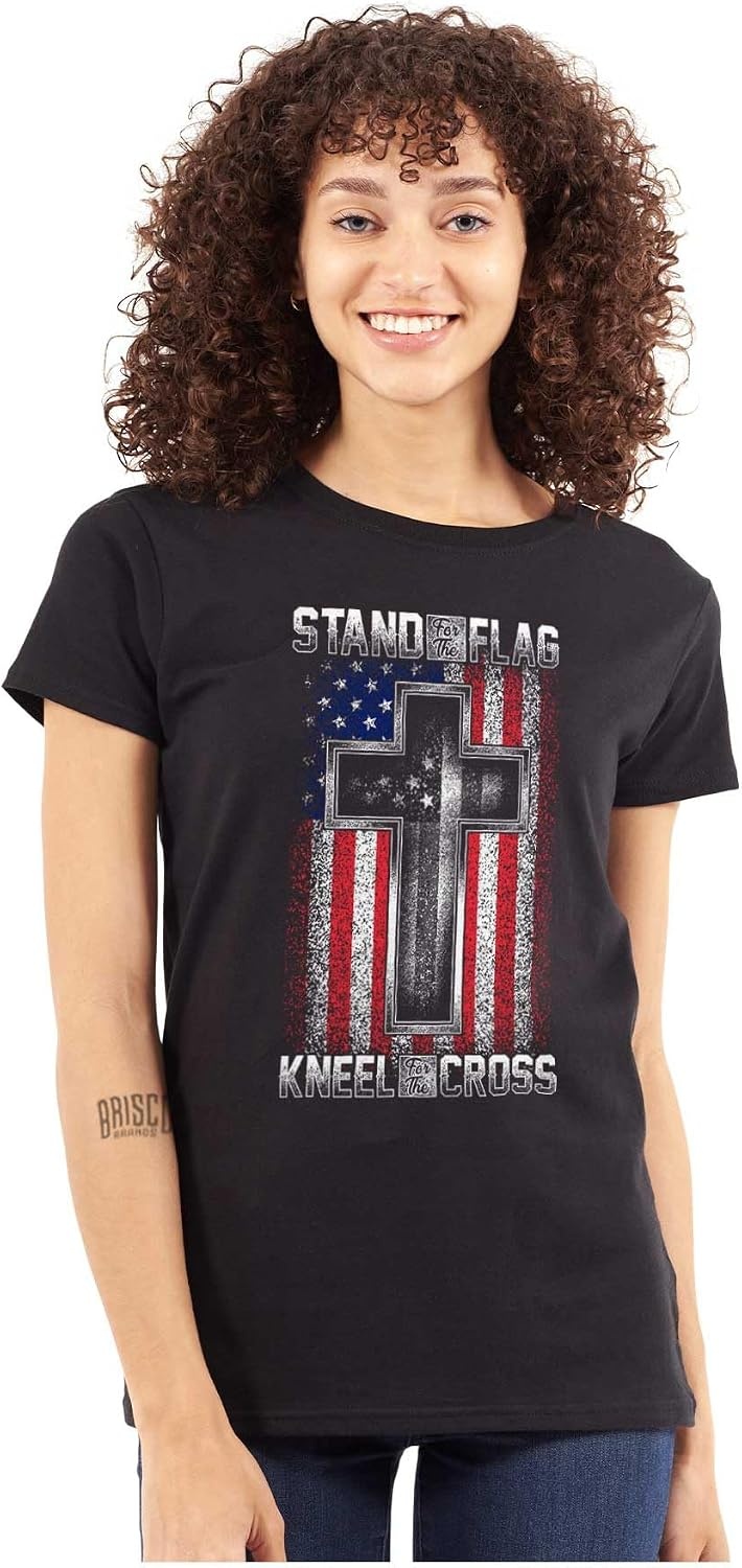 image:imageStand for Flag Kneel The Cross Womens Slim Fit Graphic TeeBlack