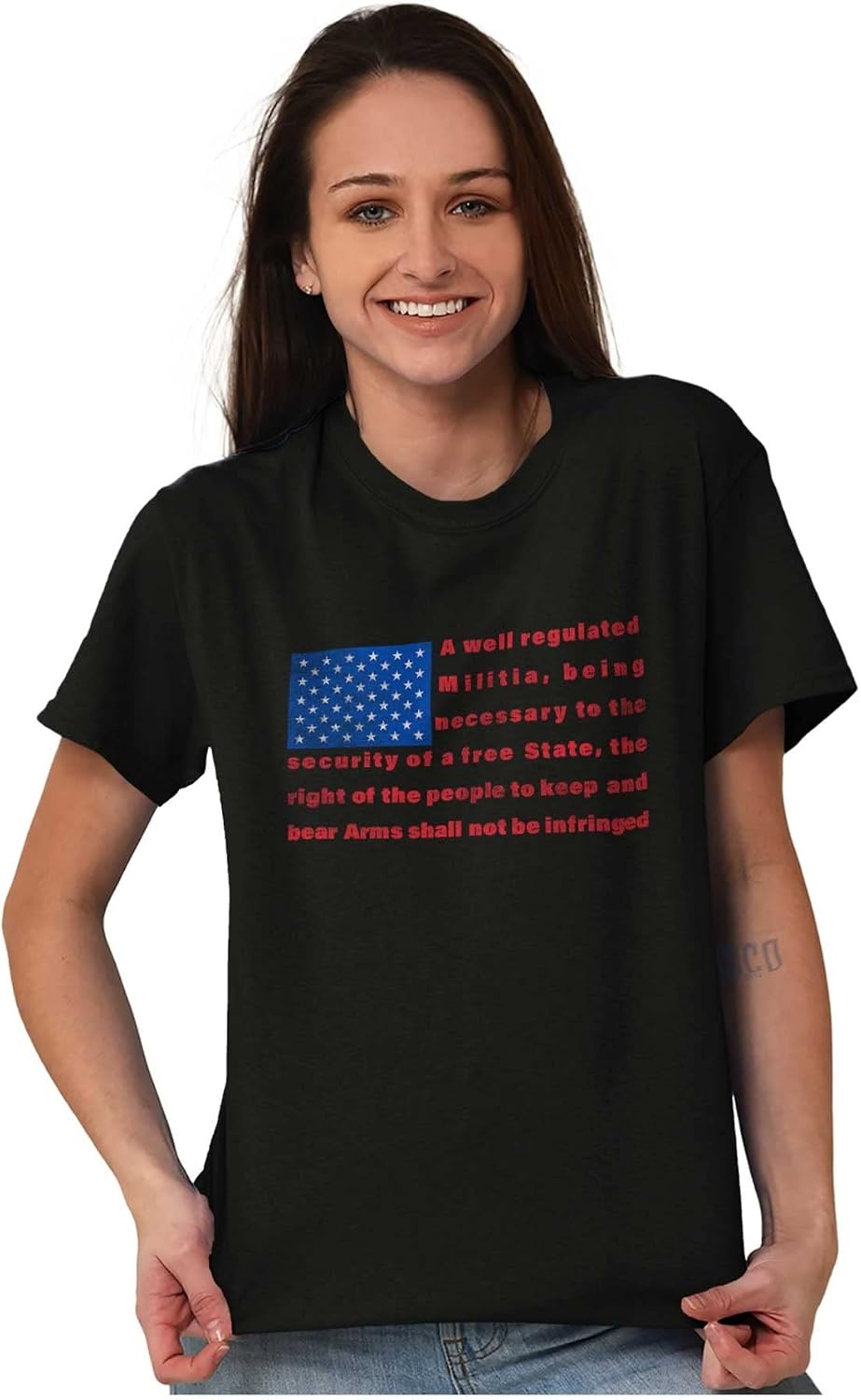 image:imageUSA Flag Pro Amendment Quote Stripes Graphic T Shirt Men or WomenBlack