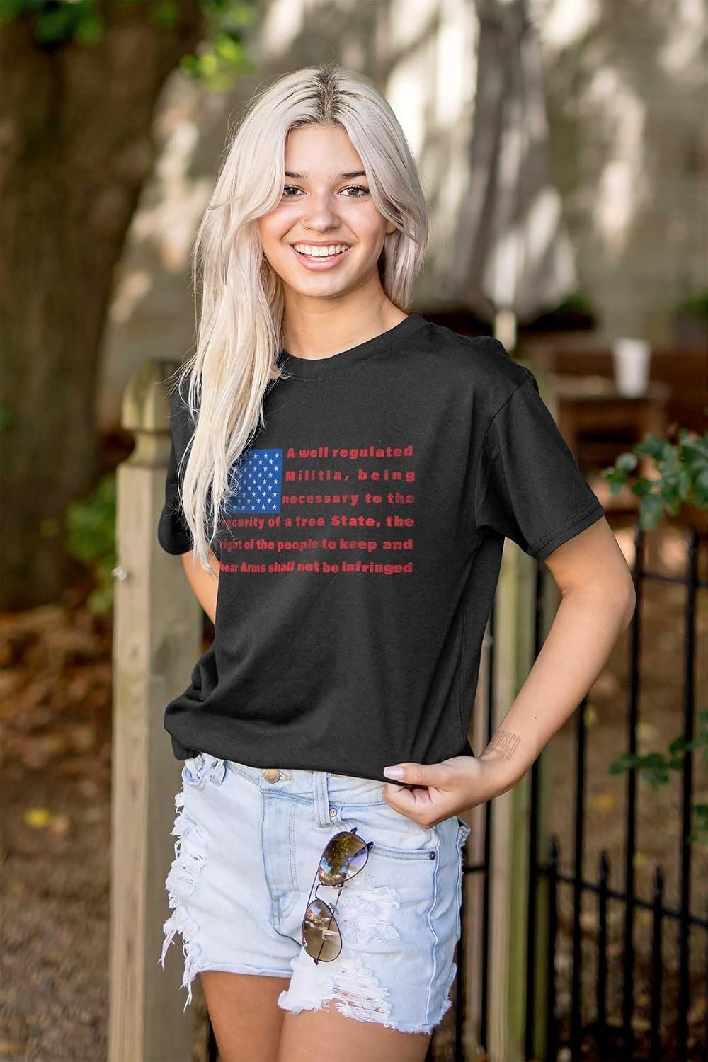 image:imageUSA Flag Pro Amendment Quote Stripes Graphic T Shirt Men or WomenBlack