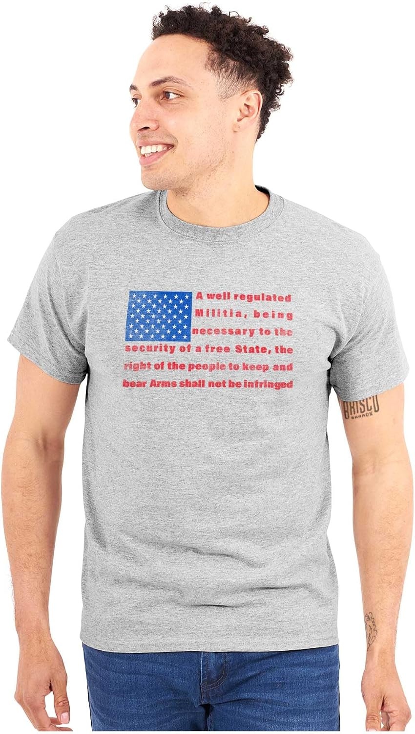 image:imageUSA Flag Pro Amendment Quote Stripes Graphic T Shirt Men or WomenSport Grey