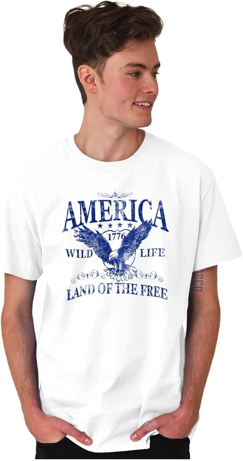 image:imageUSA Land of The Free Patriotic Eagle Graphic T Shirt Men or WomenWhite