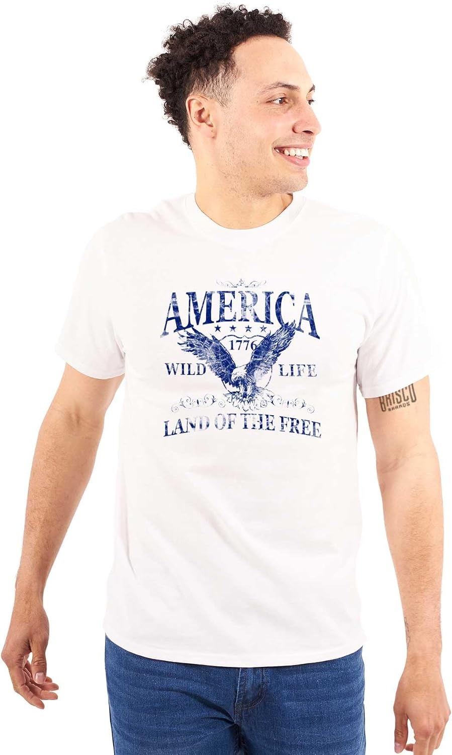 image:imageUSA Land of The Free Patriotic Eagle Graphic T Shirt Men or WomenWhite