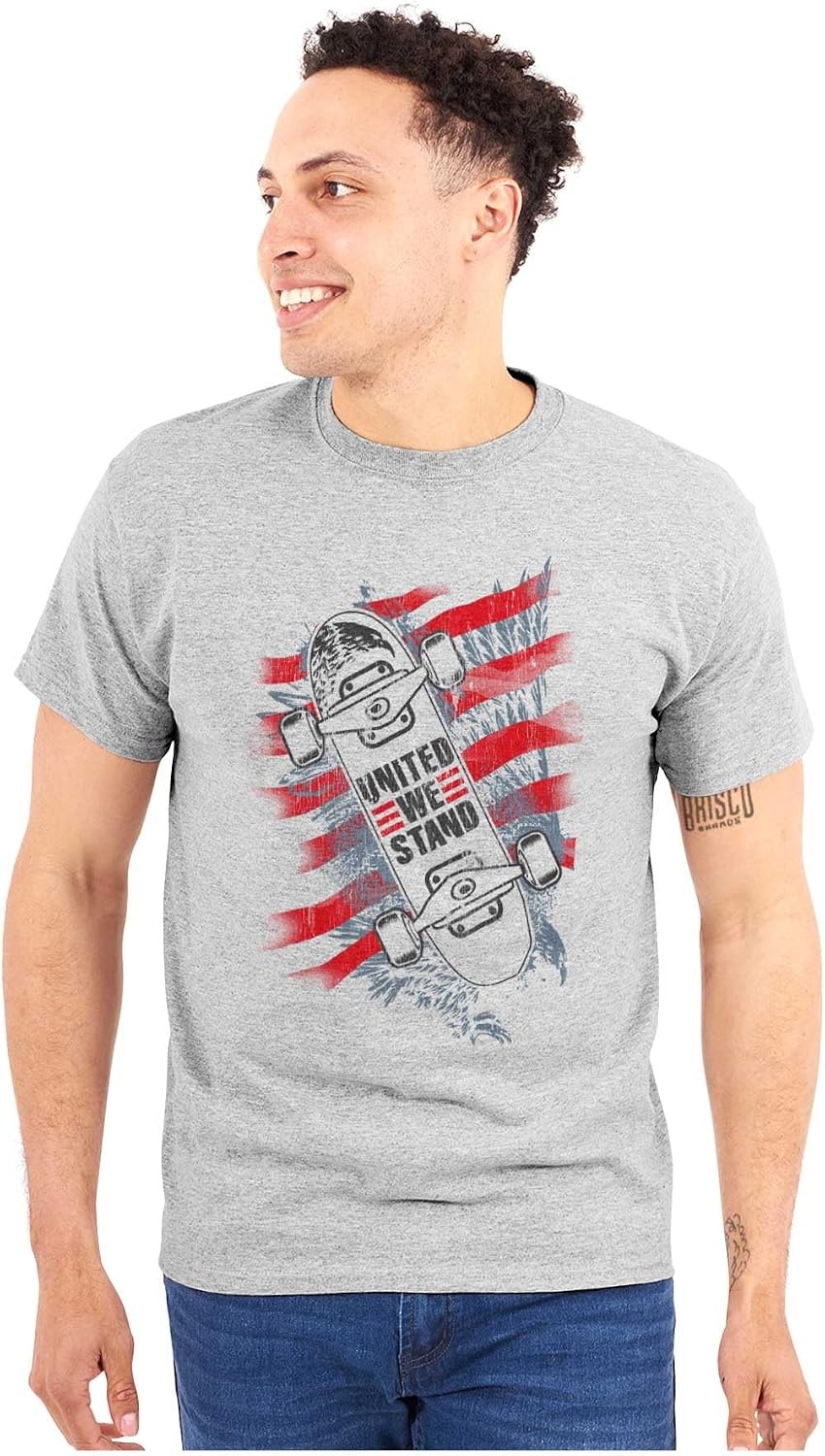 image:imageUnited We Stand American Skateboarder Graphic T Shirt Men or WomenSport Grey