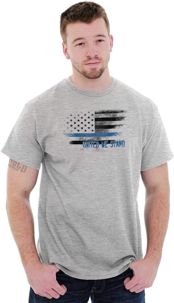 image:imageUnited We Stand Blue Live Matter Flag Graphic T Shirt Men or WomenSport Grey