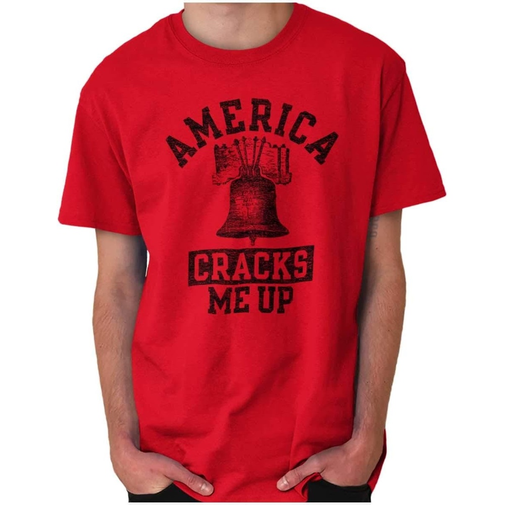 image:imageAmerica Cracks Me Up Liberty Bell USA Graphic T Shirt Men or WomenRed