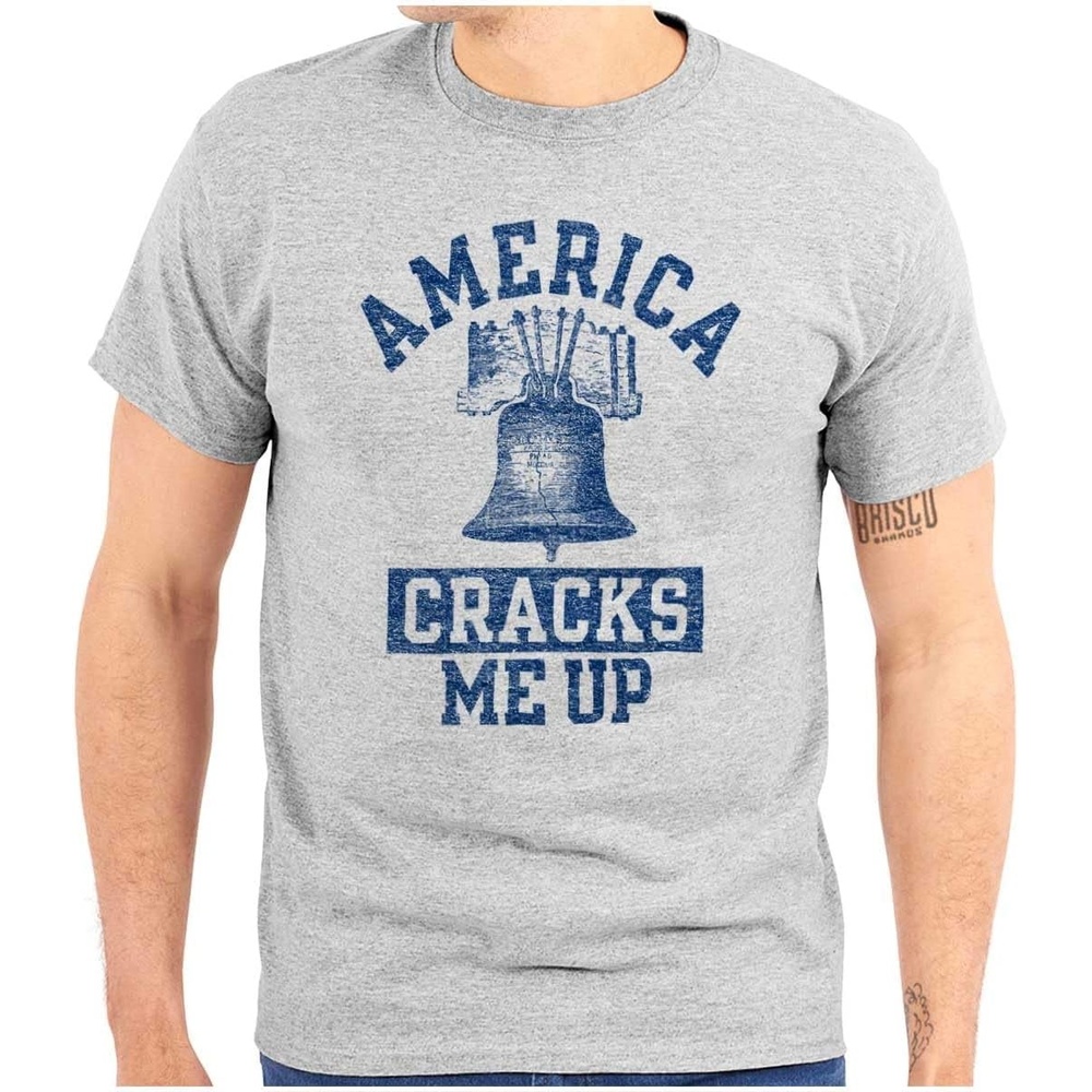 image:imageAmerica Cracks Me Up Liberty Bell USA Graphic T Shirt Men or WomenSport Grey
